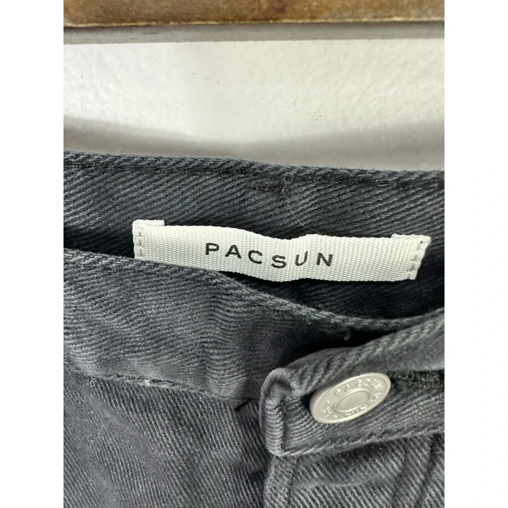 PacSun Denim Shorts 28 Black Vintage High Rise‎ Distressed Raw Hem Y2K Grunge